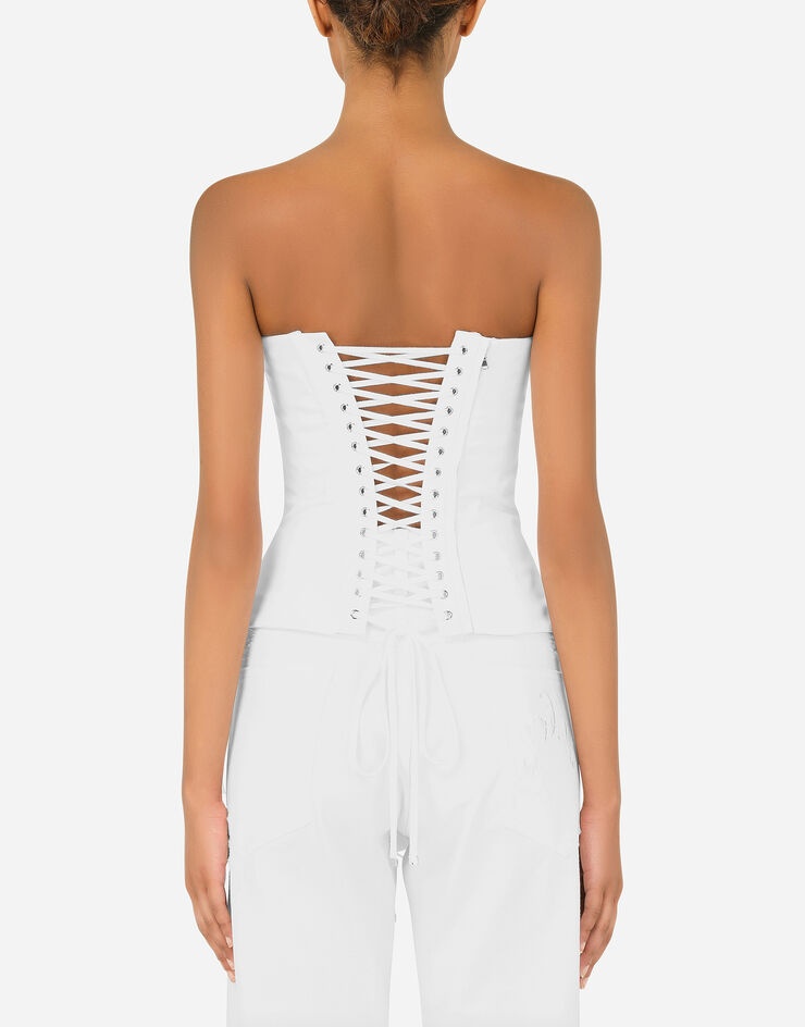 Gabardine bustier with laces and eyelets - 2