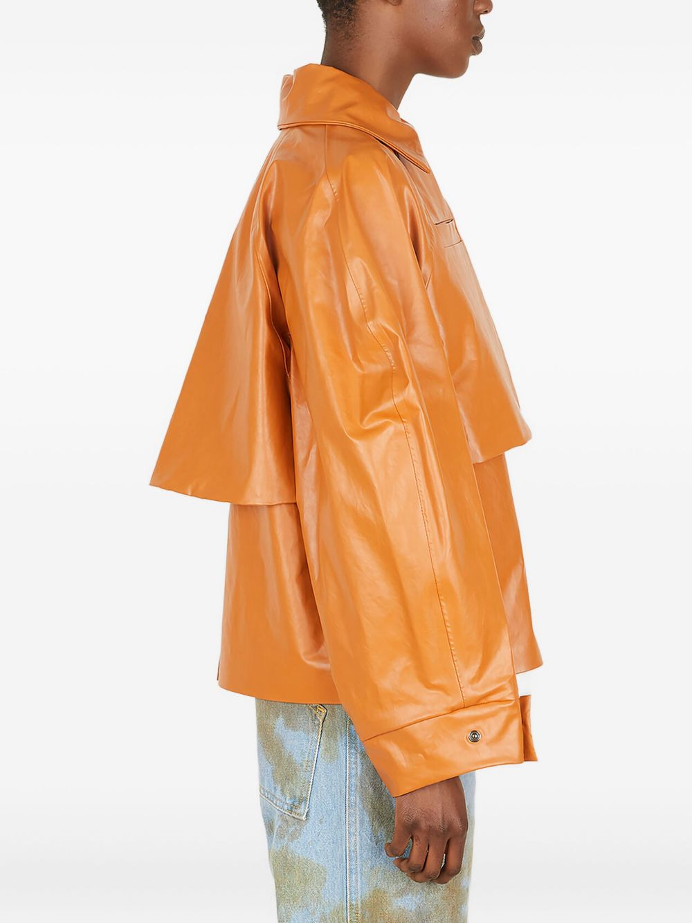 layered leather trench coat - 3