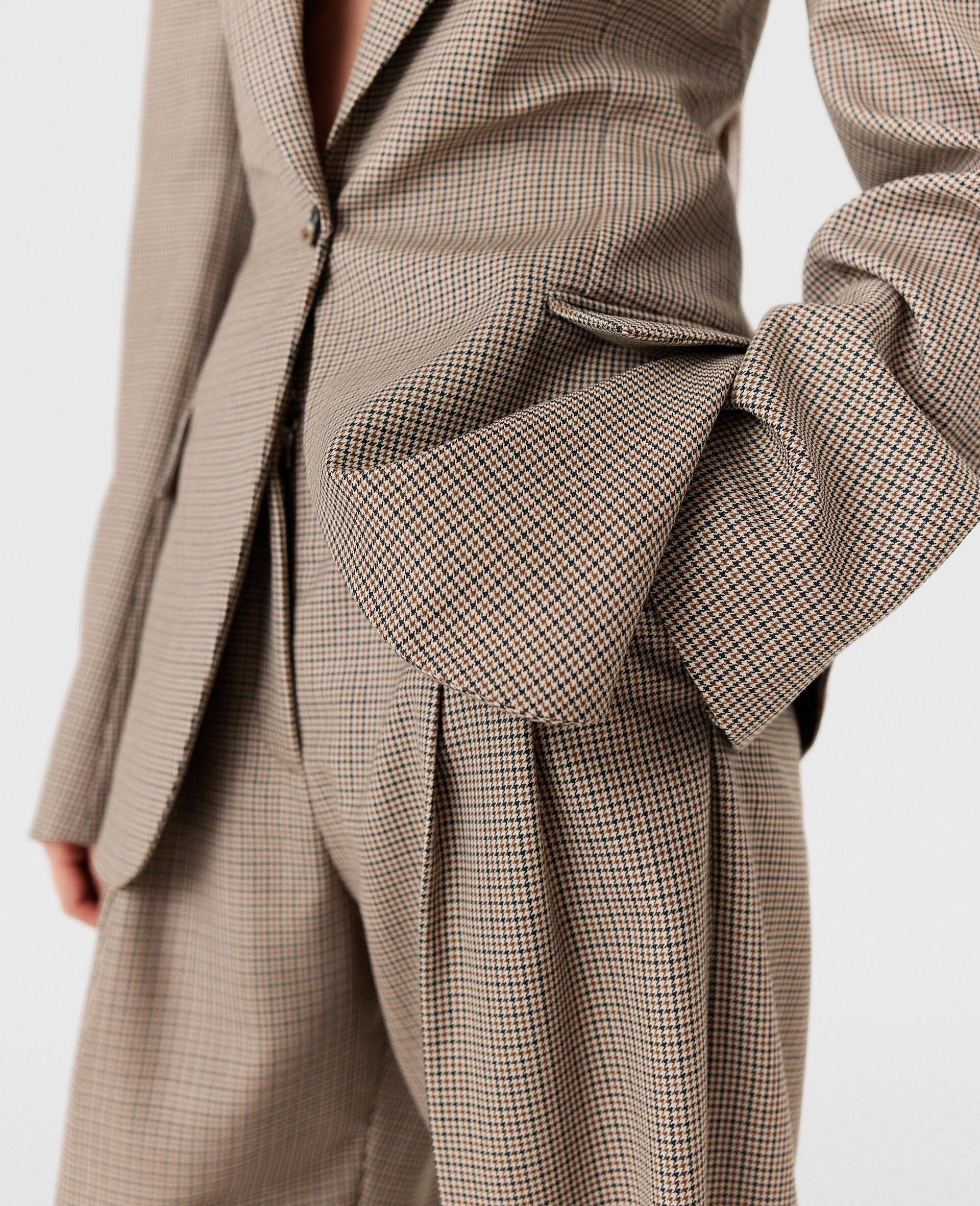 Oversized Houndstooth Single-Breasted Blazer - 4