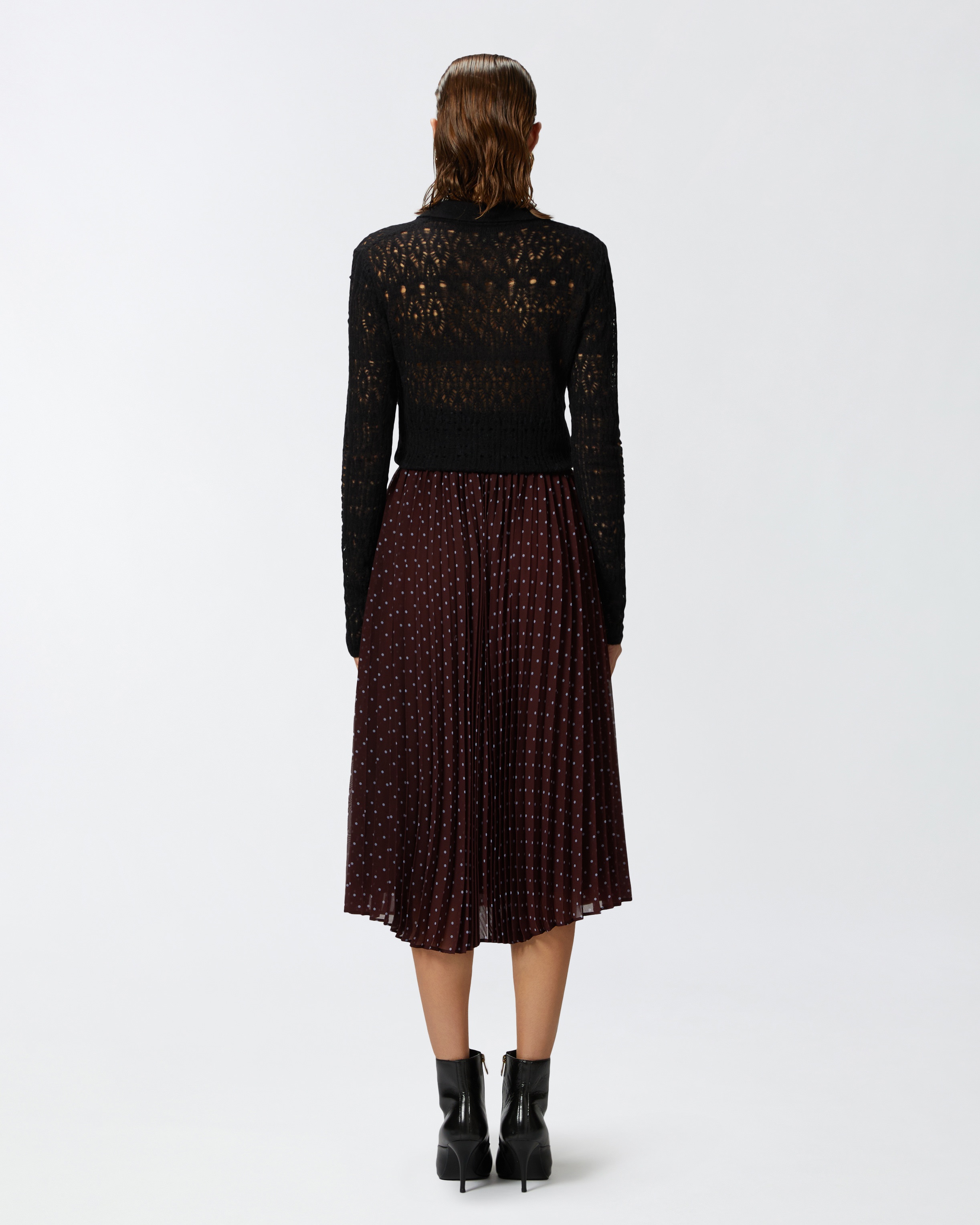 POLKA DOT-PRINT CHIFFON MIDI SKIRT - 4