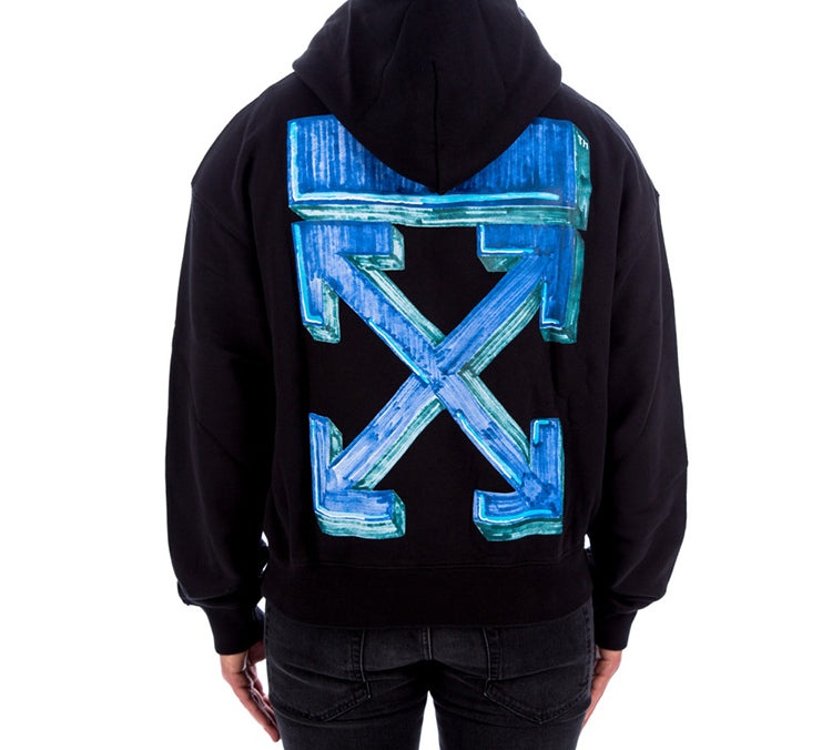 Off-White FW20 Arrows Printing Hooded Pullover Men Black OMBB037E20FLE0021045 - 4