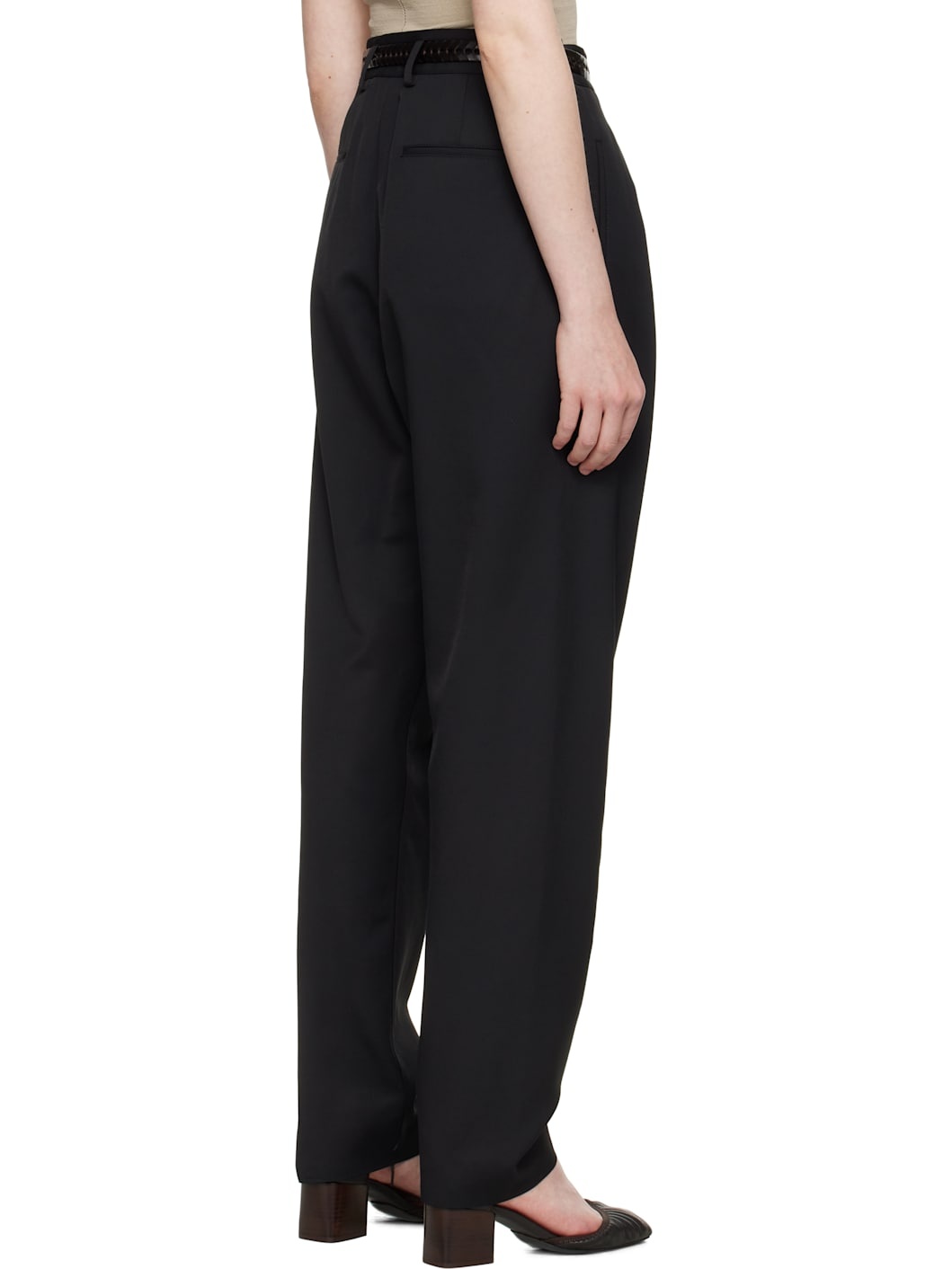 Black Pleated Tailored Trousers - 3