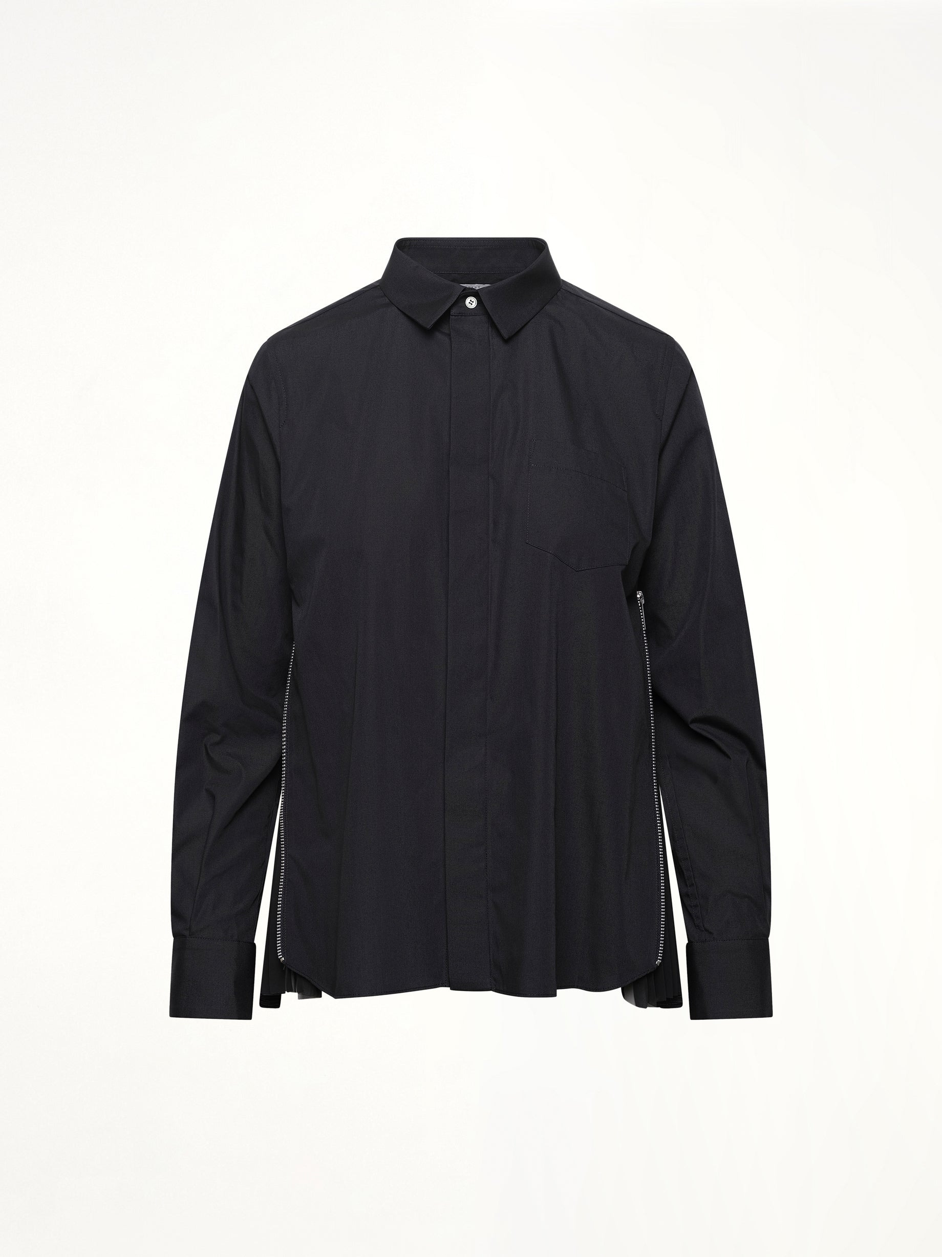 Poplin x Chiffon Shirt in Black - 2
