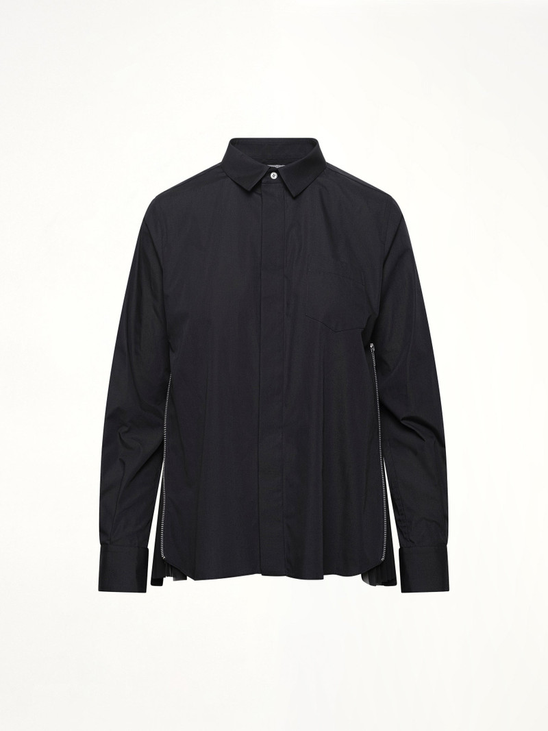 sacai Poplin x Chiffon Shirt in Black outlook