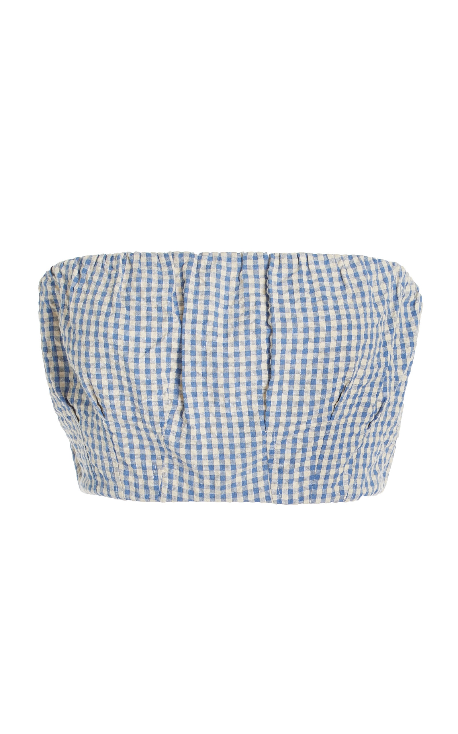 Mira Gingham Cotton Crop Top blue - 1