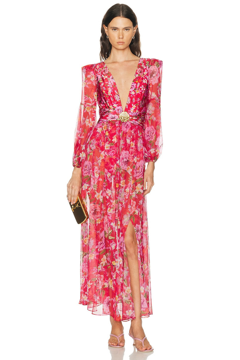 Peony Print Plunge Maxi Dress 1