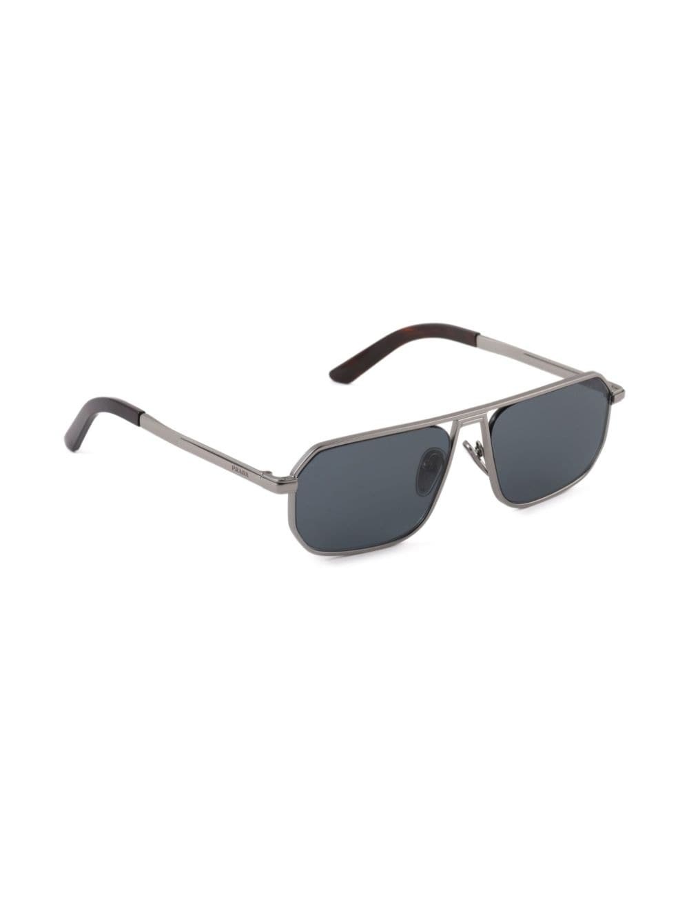 logo-engraved geometric-frame sunglasses - 2