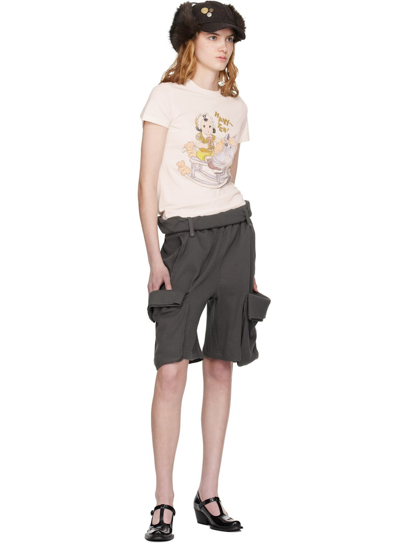 OPEN YY Gray Rolled Waist Sweat Cargo Shorts outlook