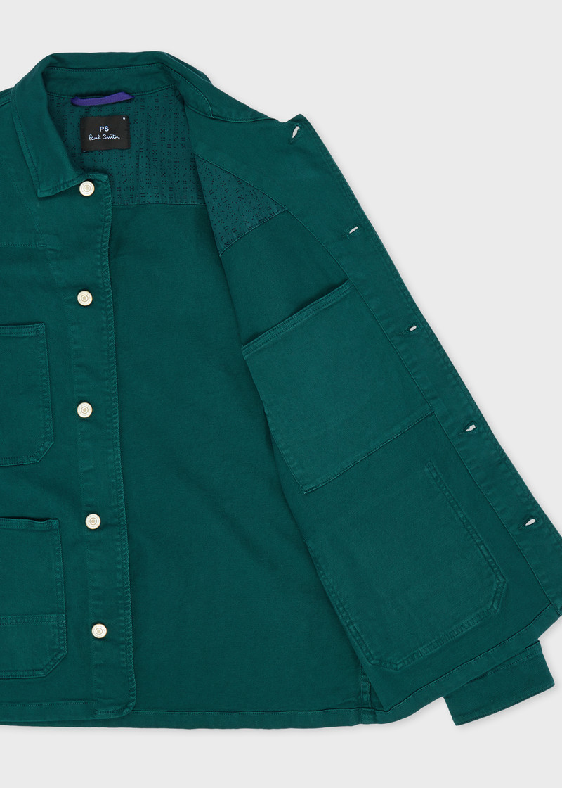 Teal Green Garment-Dyed Denim Work Jacket 4