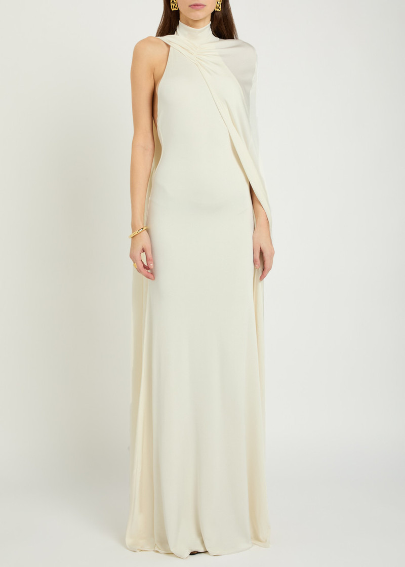 THE NEW ARRIVALS ILKYAZ OZEL The New Arrivals Ilkyaz Ozel Umay Cape-effect Stretch-jersey Gown outlook