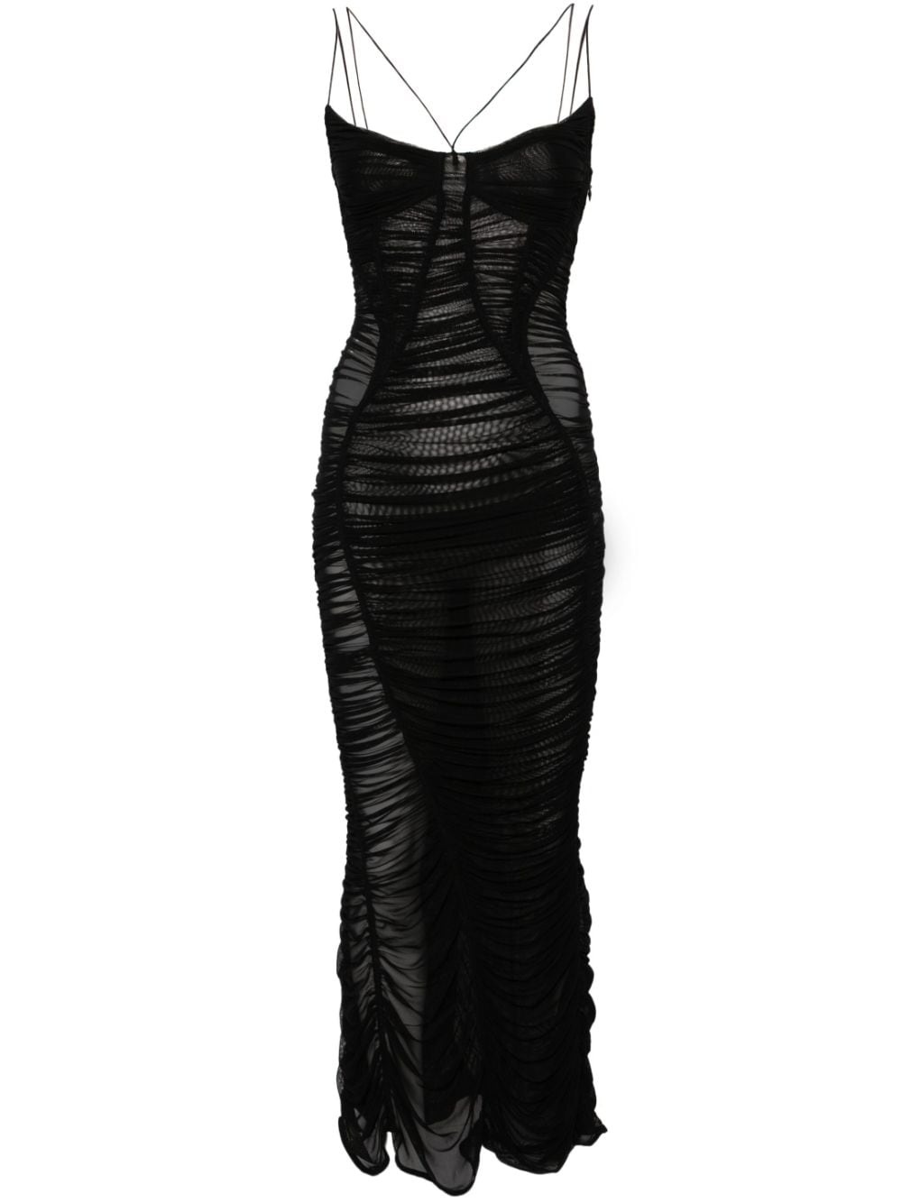 mesh fitted midi dress - 1
