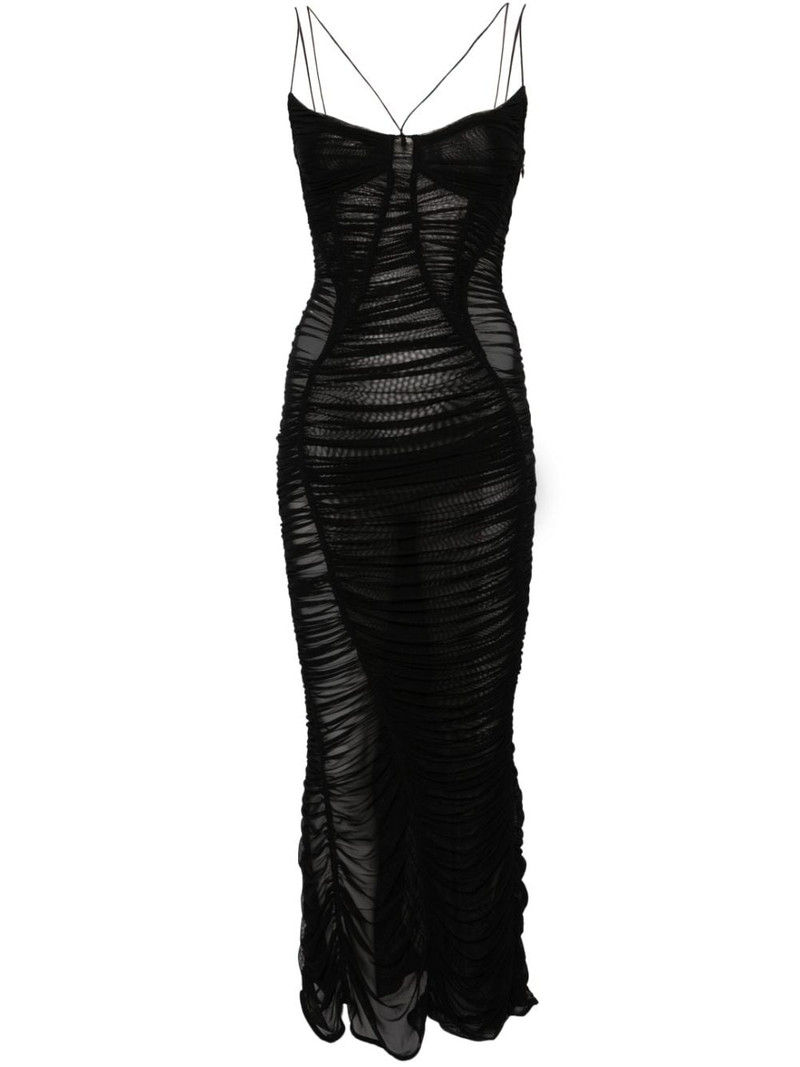 mesh fitted midi dress 1