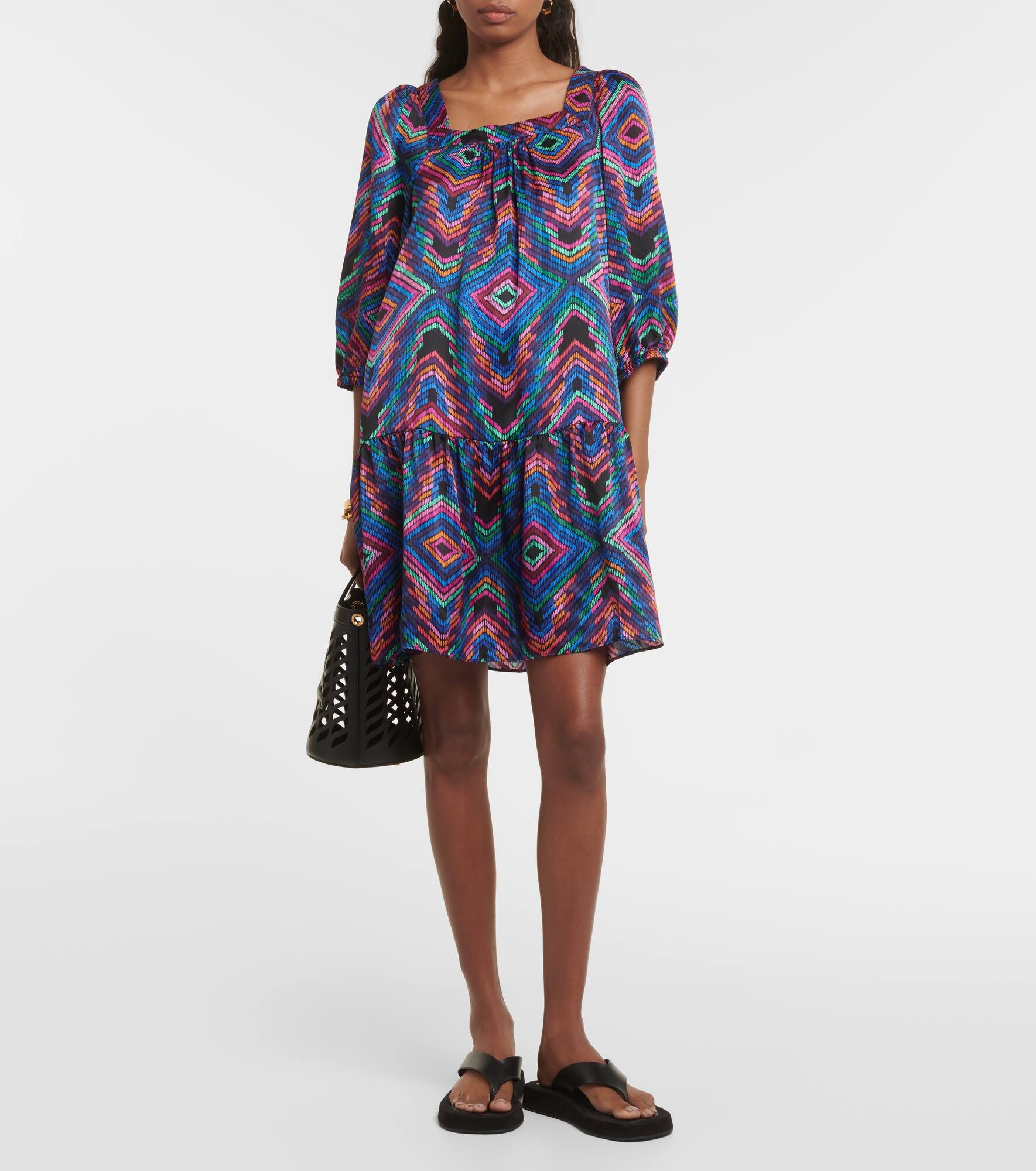 Nightclub printed satin minidress - 6