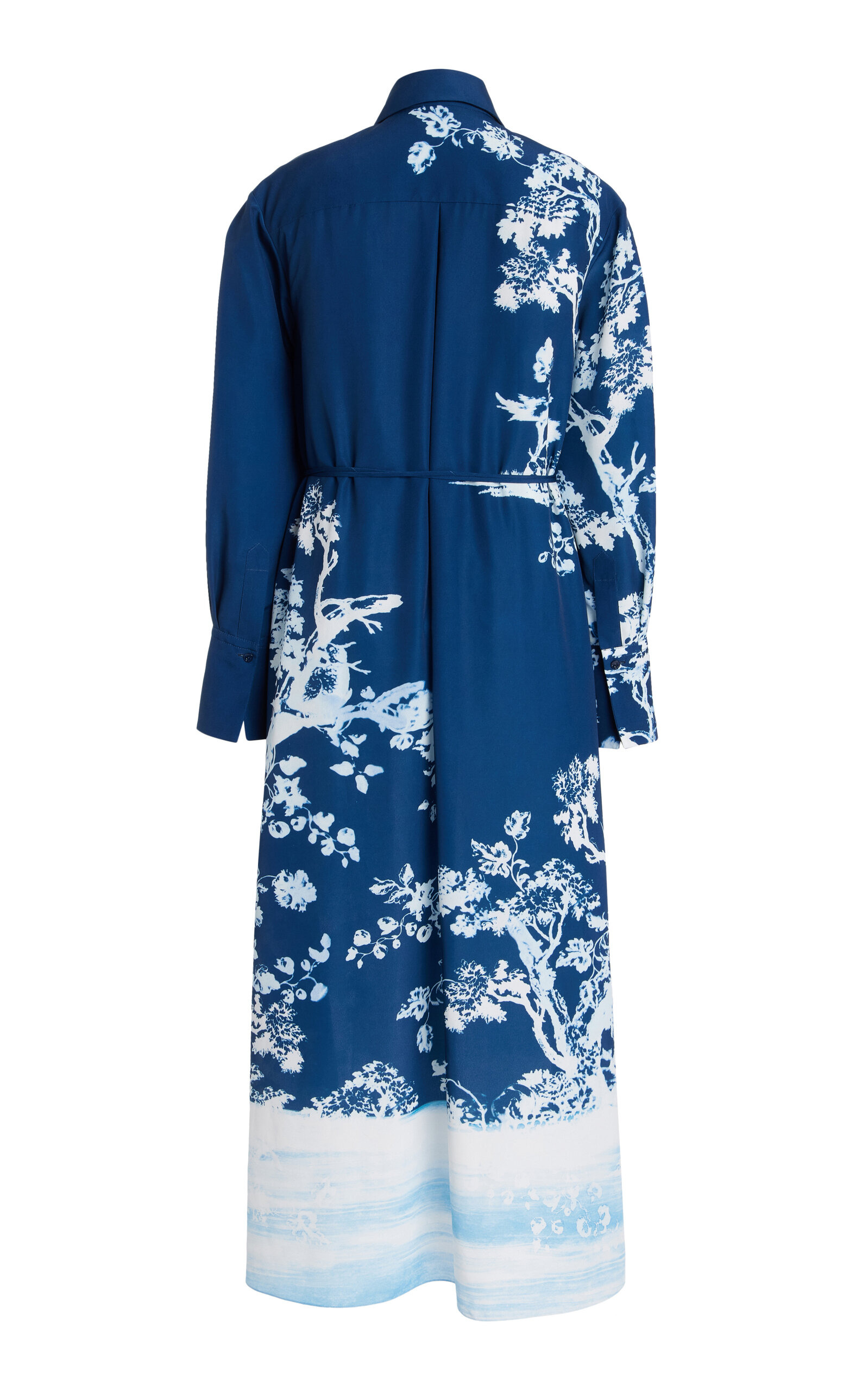 Pleated Georgette Midi Shirt Dress blue - 3