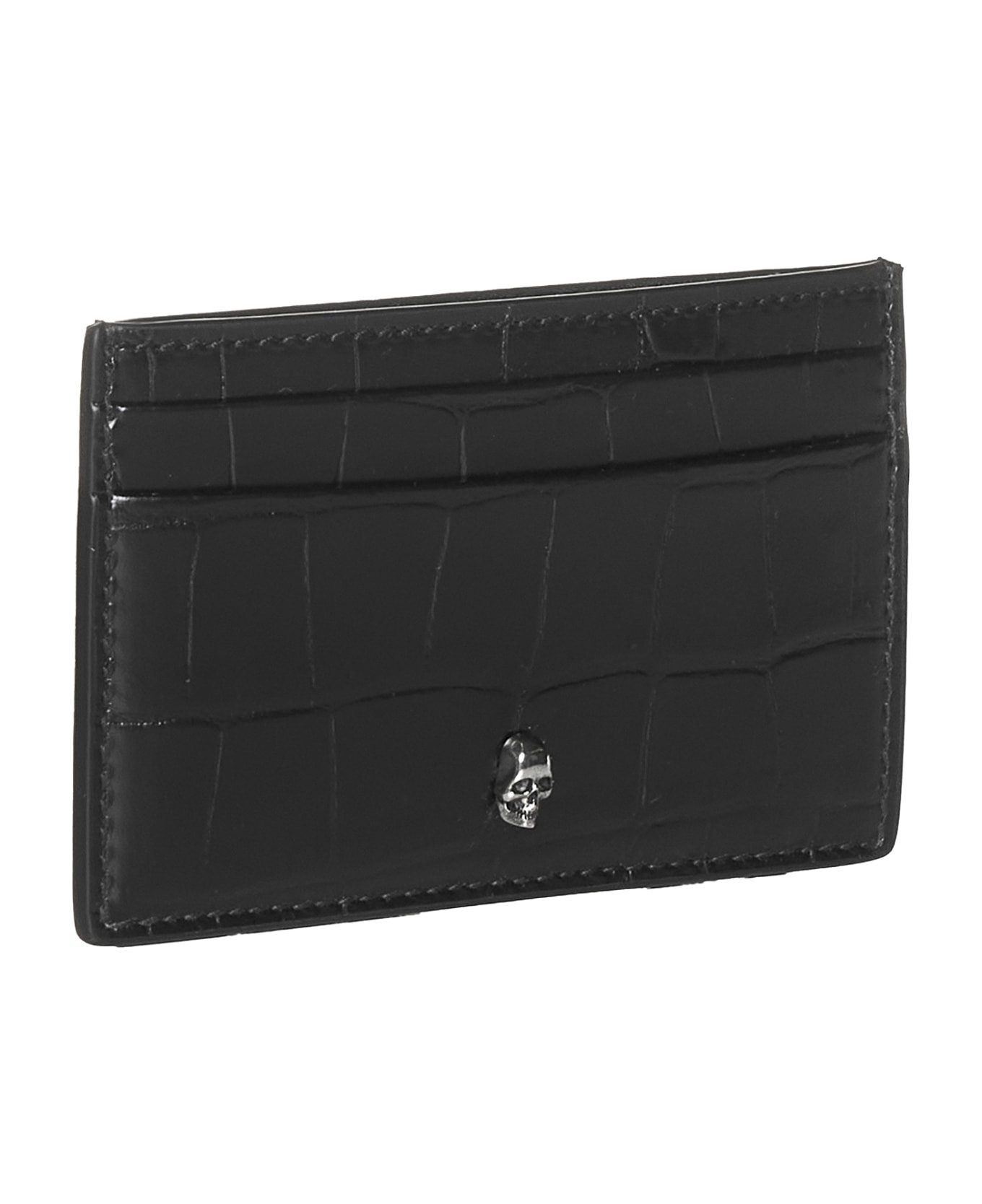 Black Crocodile Embossed Card Holder - 2