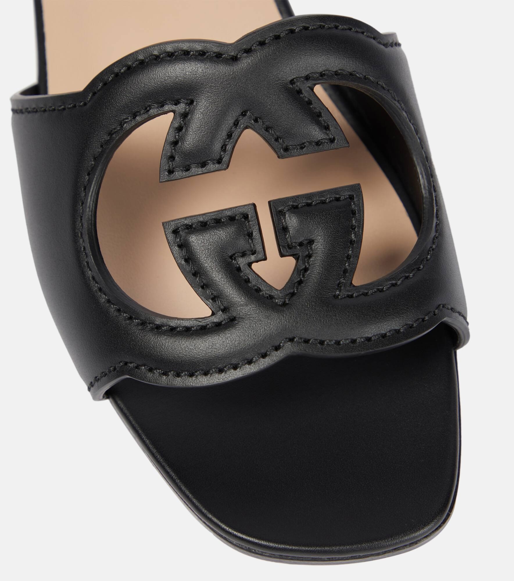 Interlocking G cutout leather sandals - 6