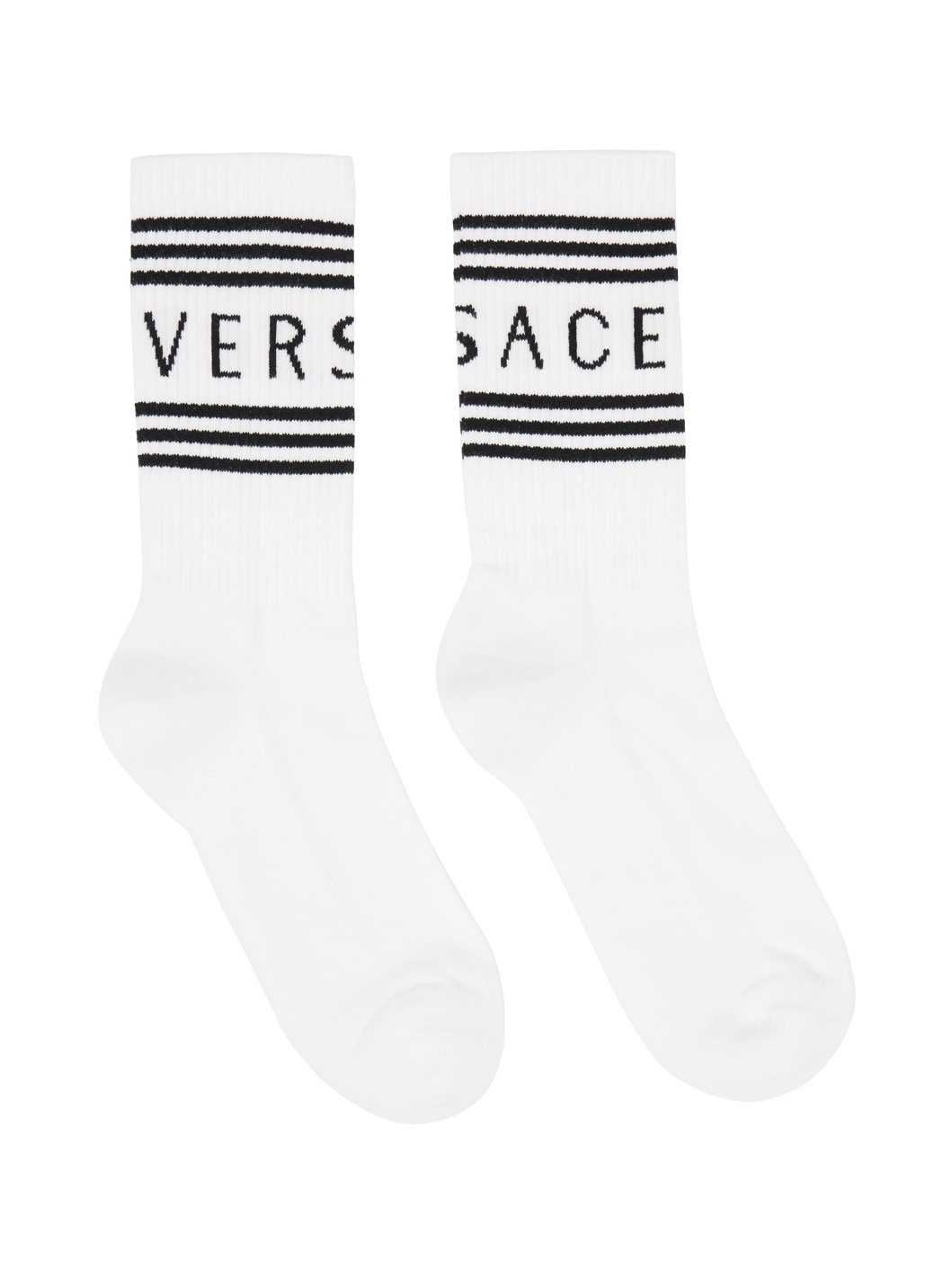 White & Black '90s Vintage Logo Socks - 1