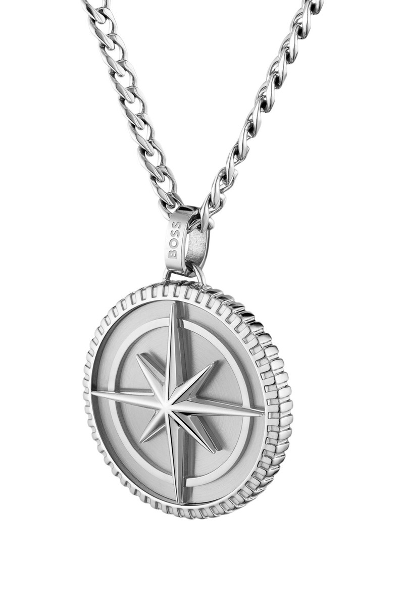 BOSS SILVER-TONE NECKLACE WITH MEDALLION PENDANT outlook