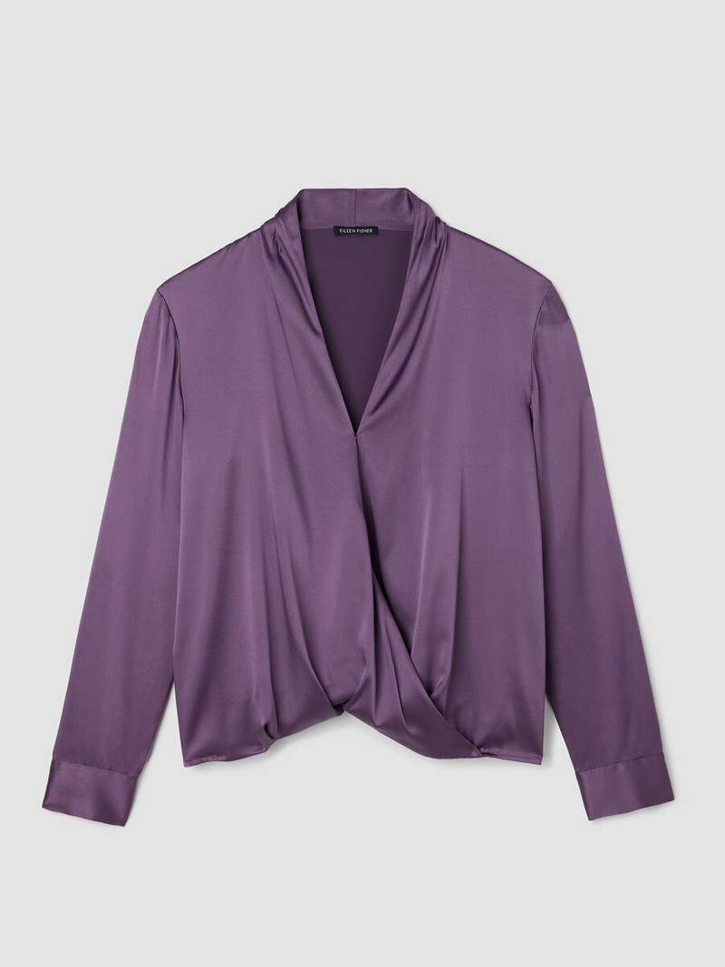 Stretch Silk Charmeuse Wrap Top 1