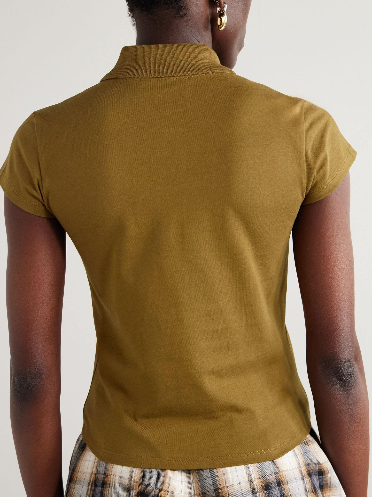 Embroidered cotton-jersey polo shirt Army green - 3