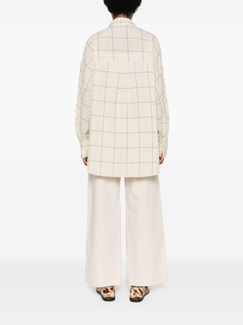 windowpane-print poplin shirt - 4