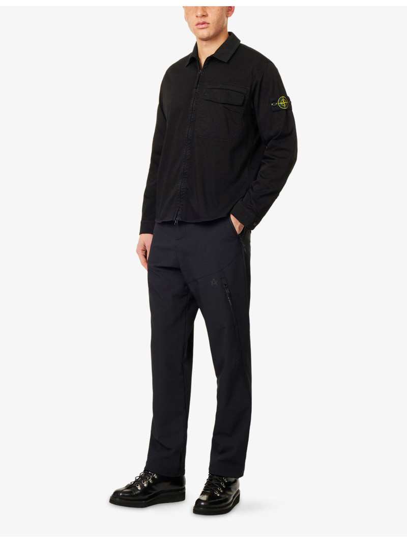 Stone Island Zip-Up Long-Sleeves Stretch-Cotton Overshirt outlook