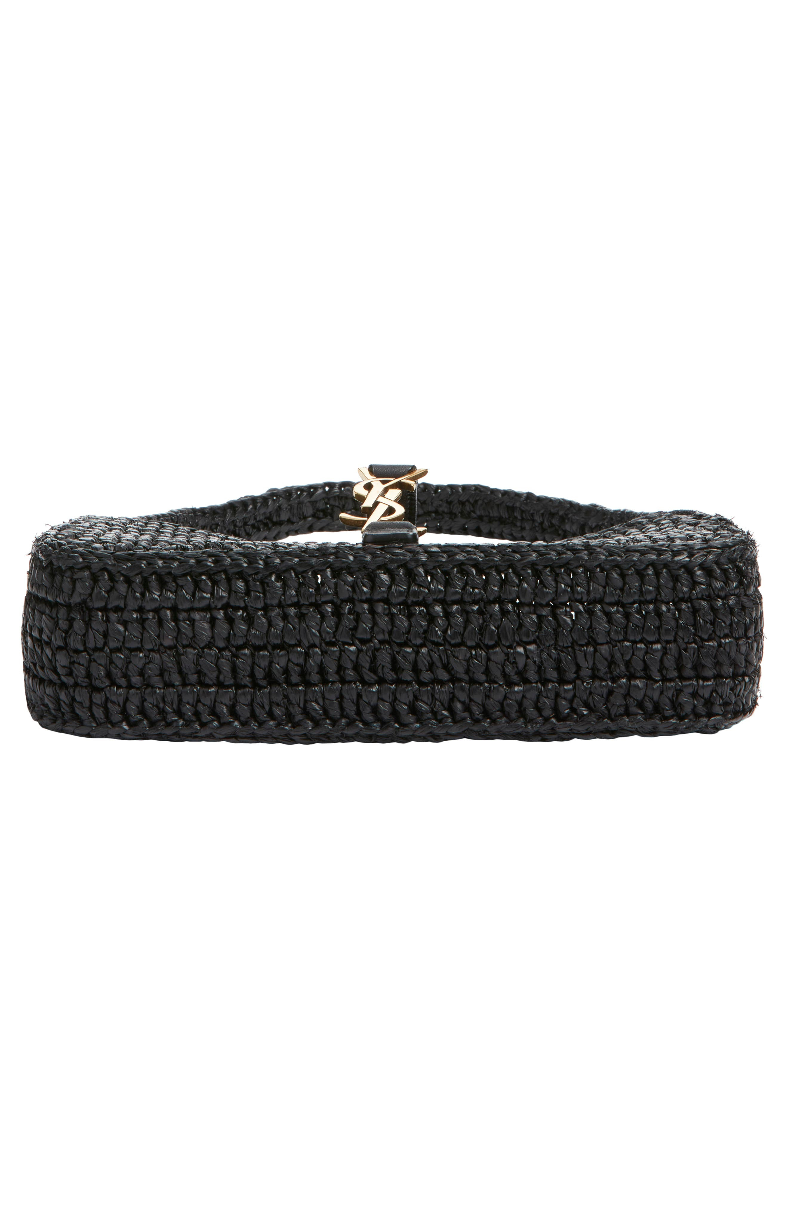 Saint Laurent Mini Le 5 À 7 Raffia Shoulder Bag in Noir at Nordstrom - 6