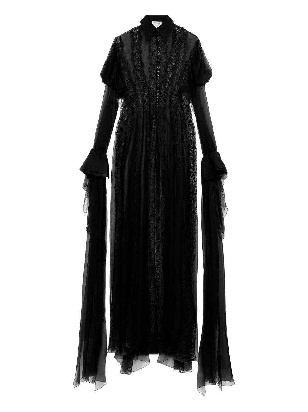 CHIFFON AND LACE SHIRT DRESS - 1