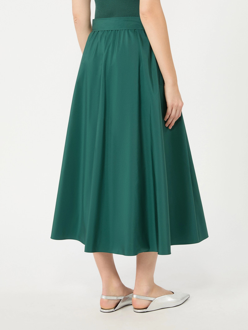 ALPACA Long cotton-blend taffeta skirt - DARK GREEN 4