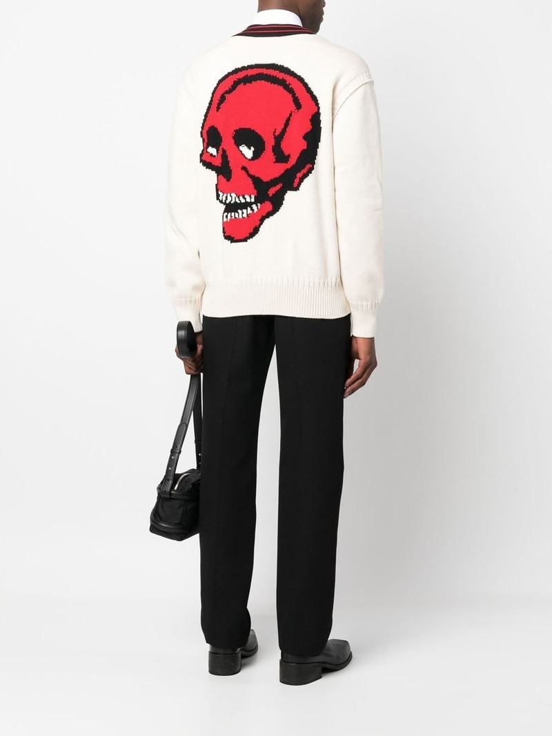 Alexander McQueen number-patch cotton-wool cardigan outlook