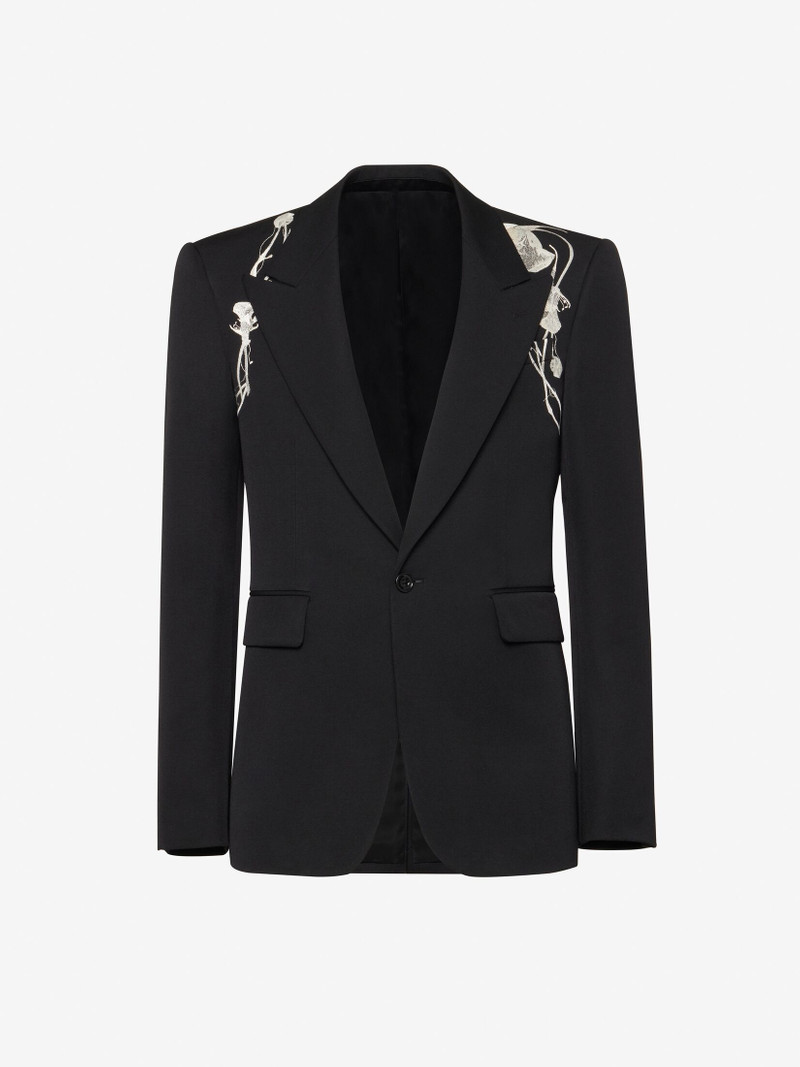 Men's Pressed Flower Harness Single-breasted Jacket in Black 1