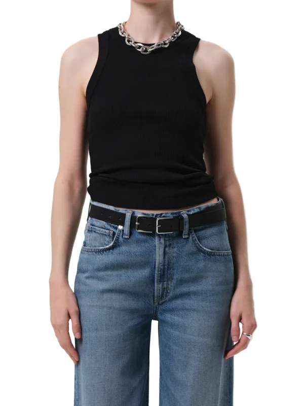 Isabel Rib Tank in Black - 1