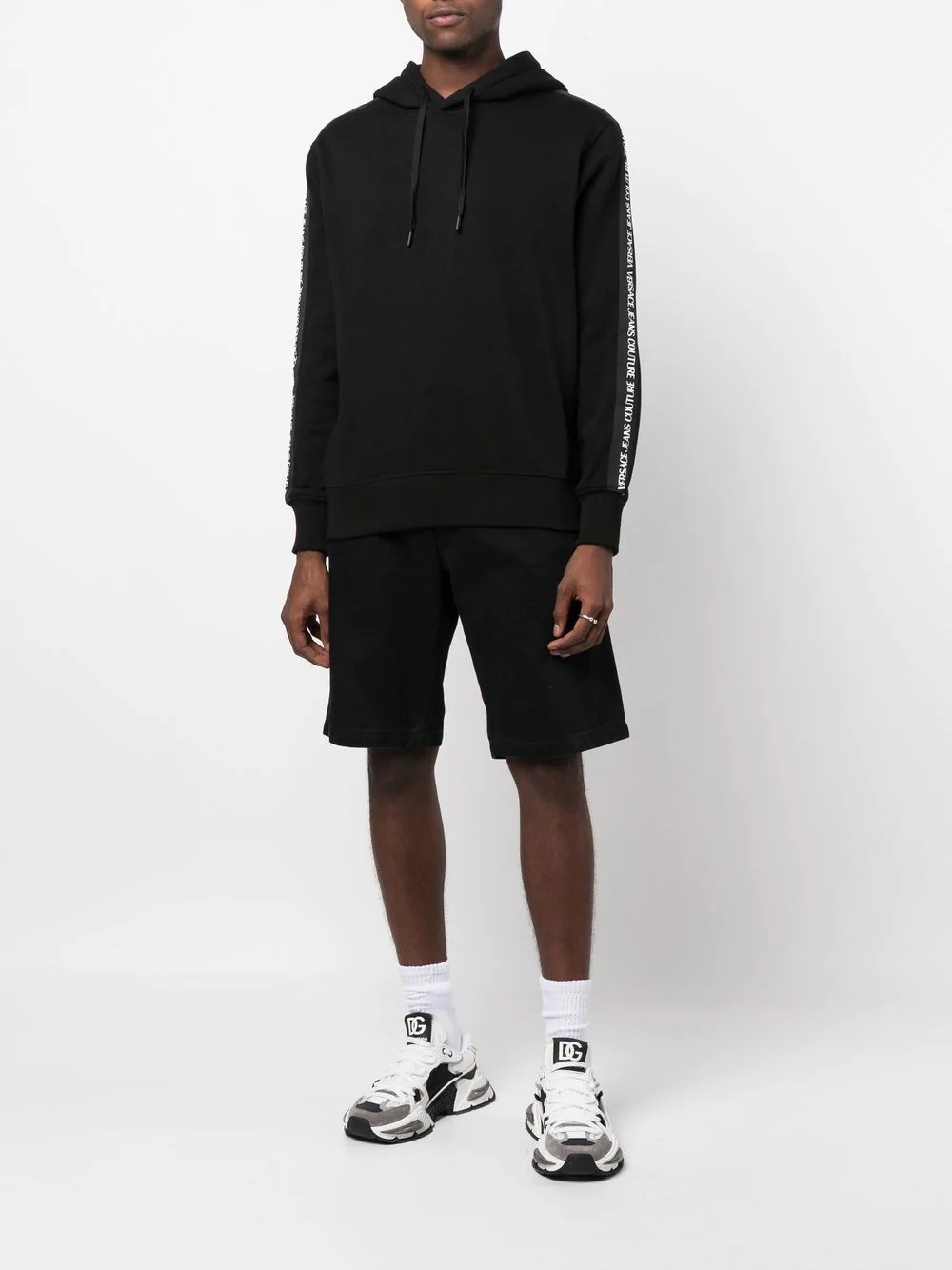 logo-tape pullover hoodie - 2