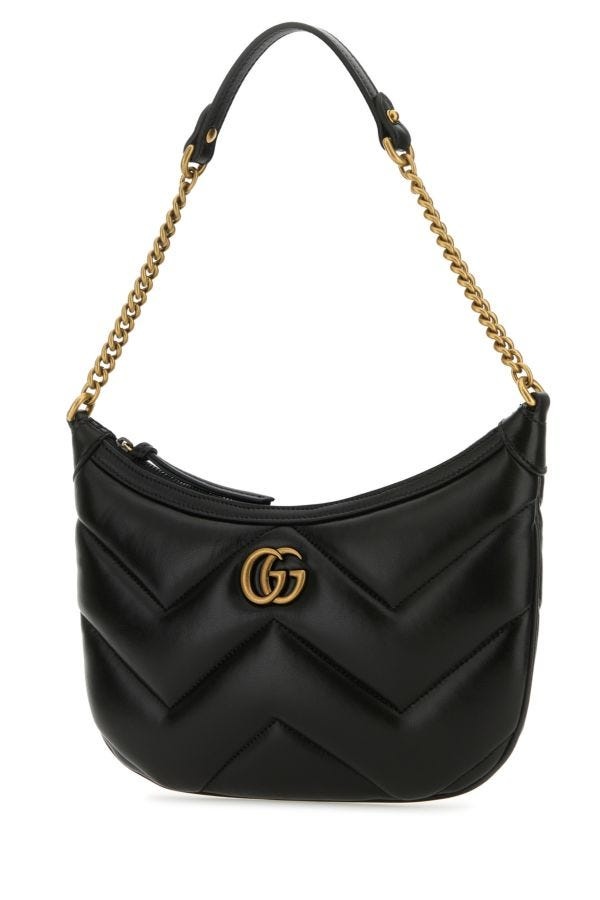 Gucci Woman Black Leather Gg Marmont Shoulder Bag - 2