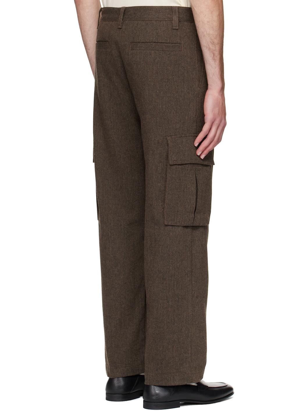Brown Relaxed-Fit Wool Trousers - 3