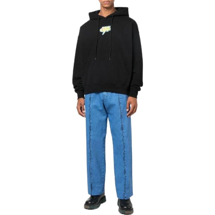 Men's Off-White FW22 Back Arrow Printing Long Sleeves Loose Fit Autumn Black OMBB085F22FLE0041070 - 2