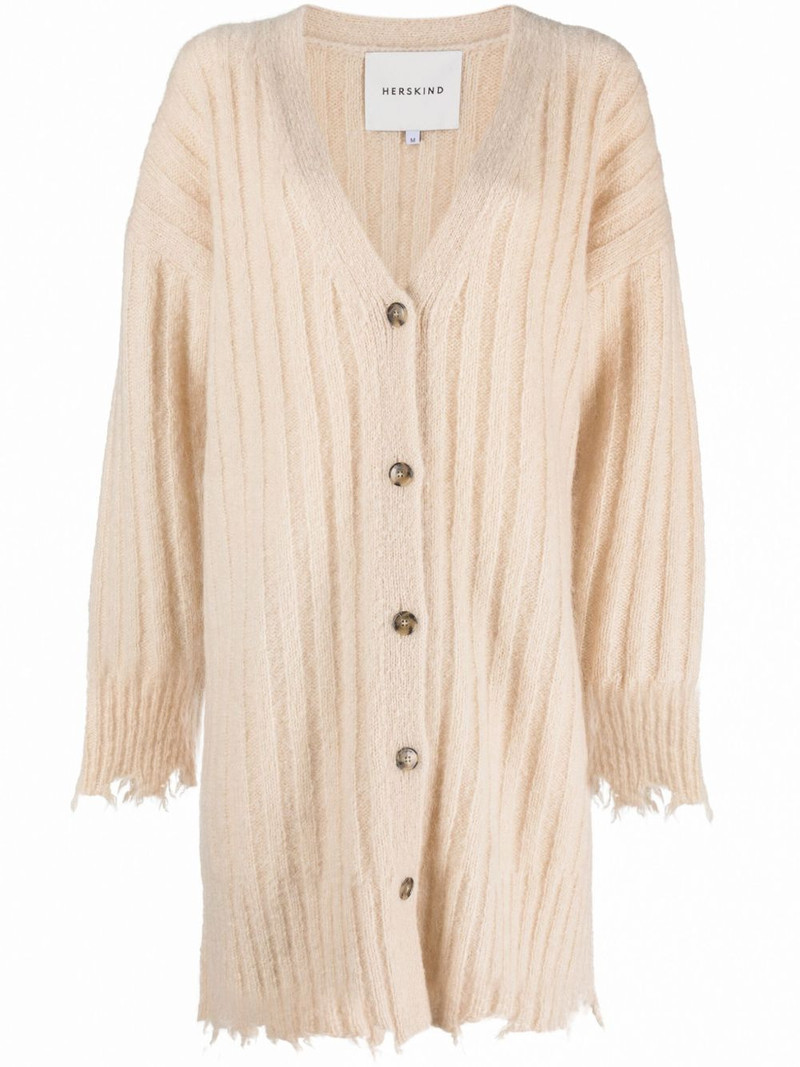 Base distressed ribbed cardi-coat 1