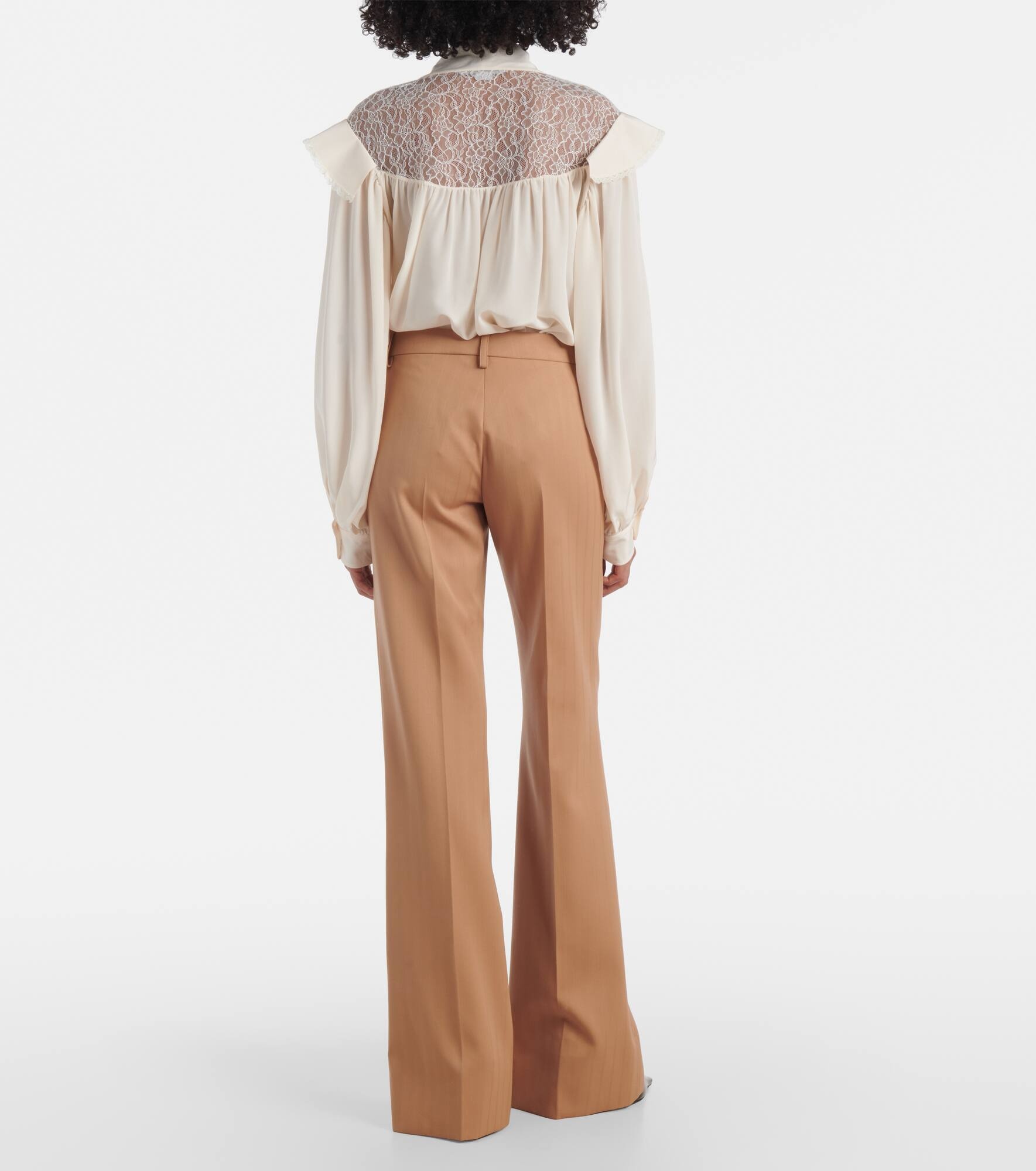 Low-rise striped wool flared pants - 3