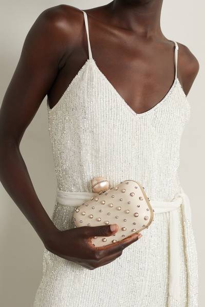 JIMMY CHOO Cloud embellished leather clutch outlook