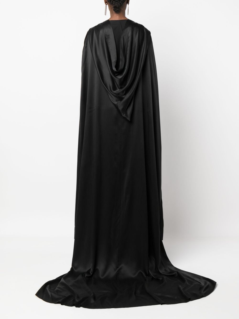 hooded silk-satin gown - 4