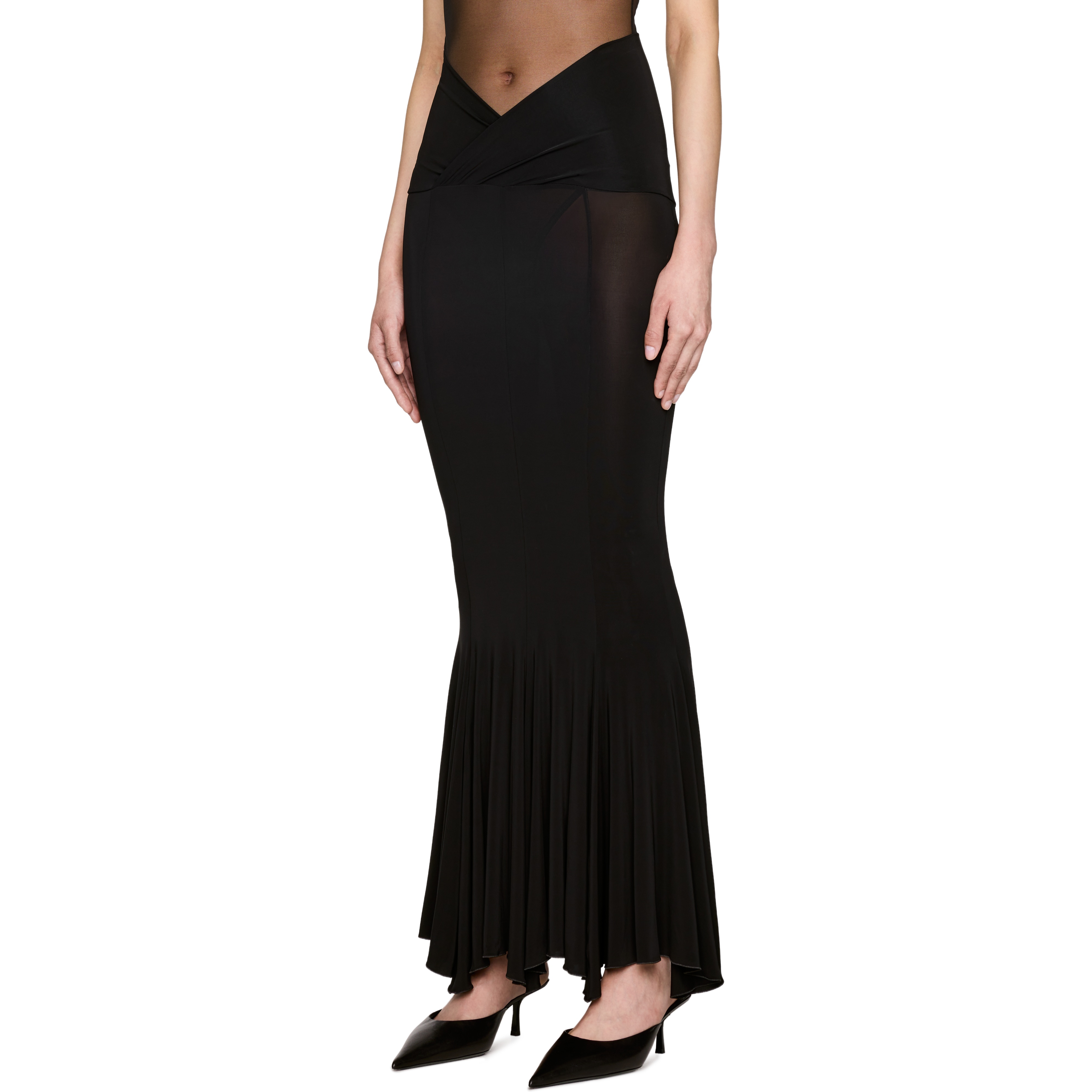 Yasmin V-Waist Flared Jersey Midi Skirt - 2