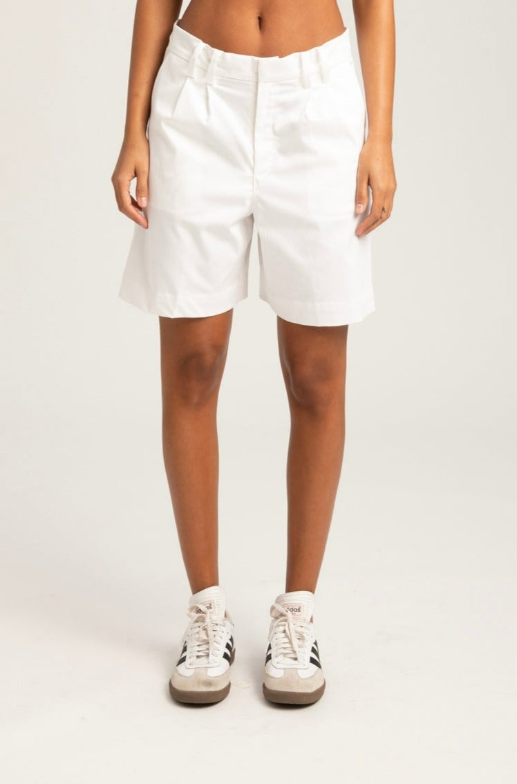 WHITE POPLIN SHORTS - 4