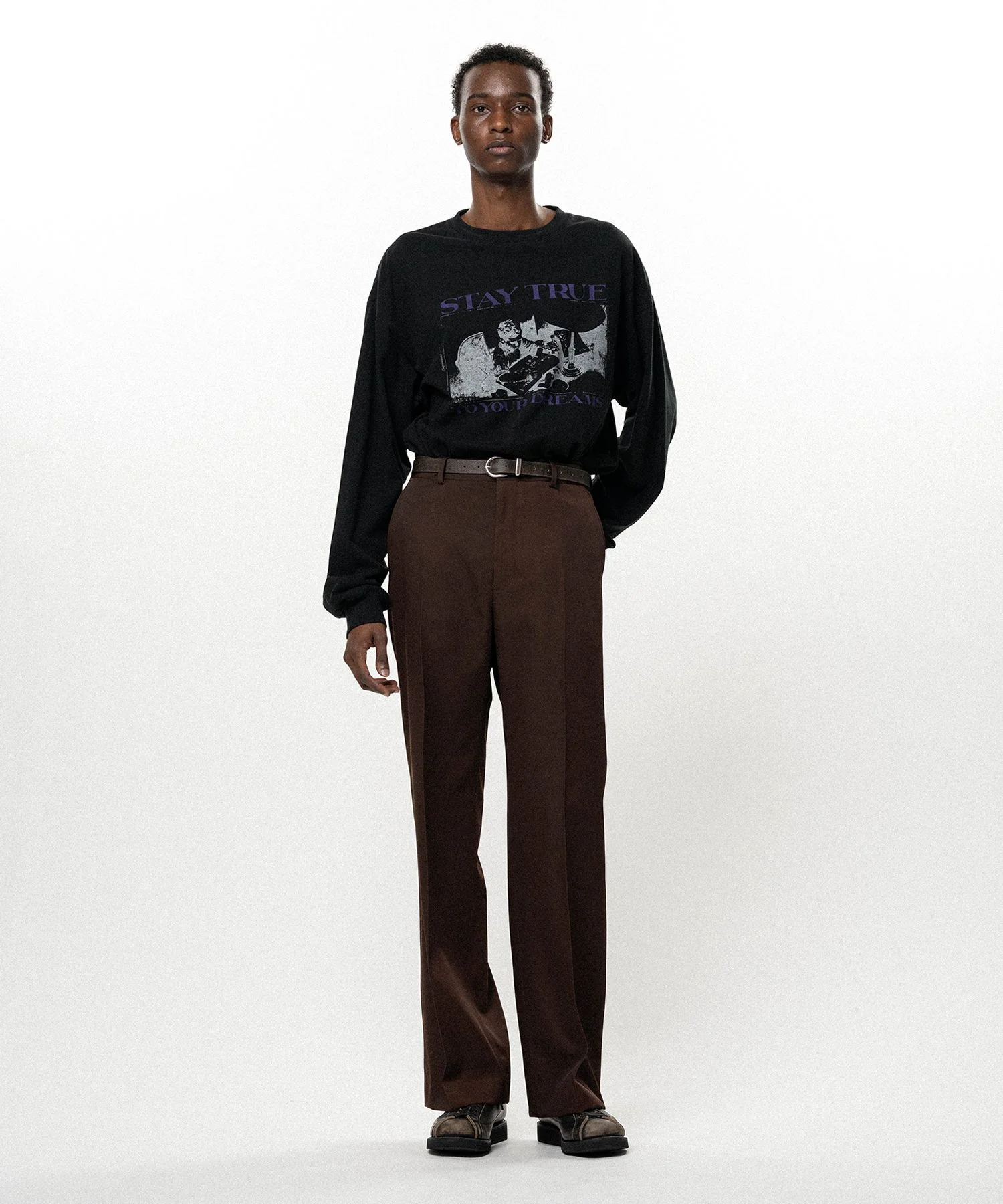 Twill Tailored Straight Pants - 1