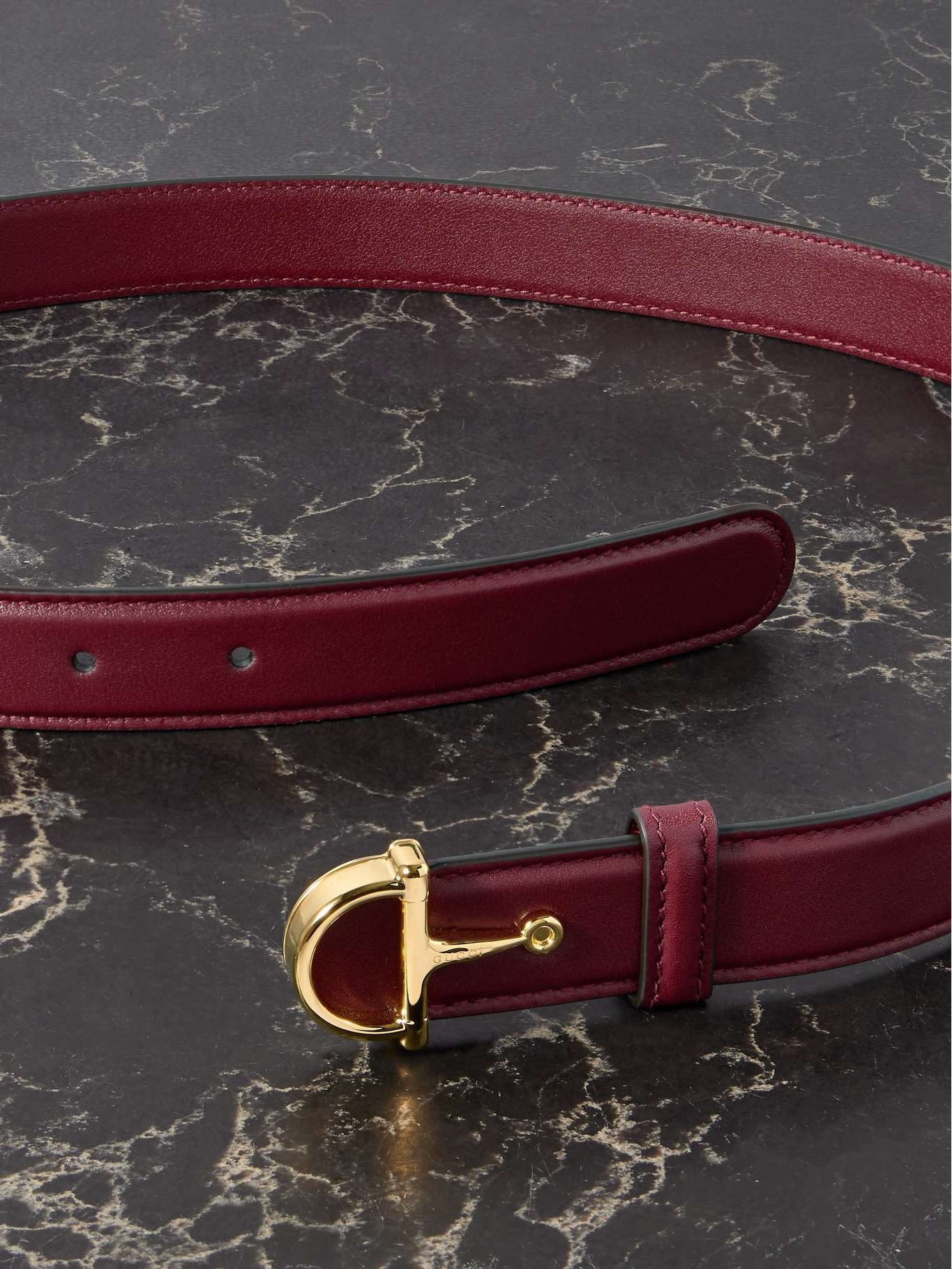 Horsebit-detailed leather belt Burgundy - 3