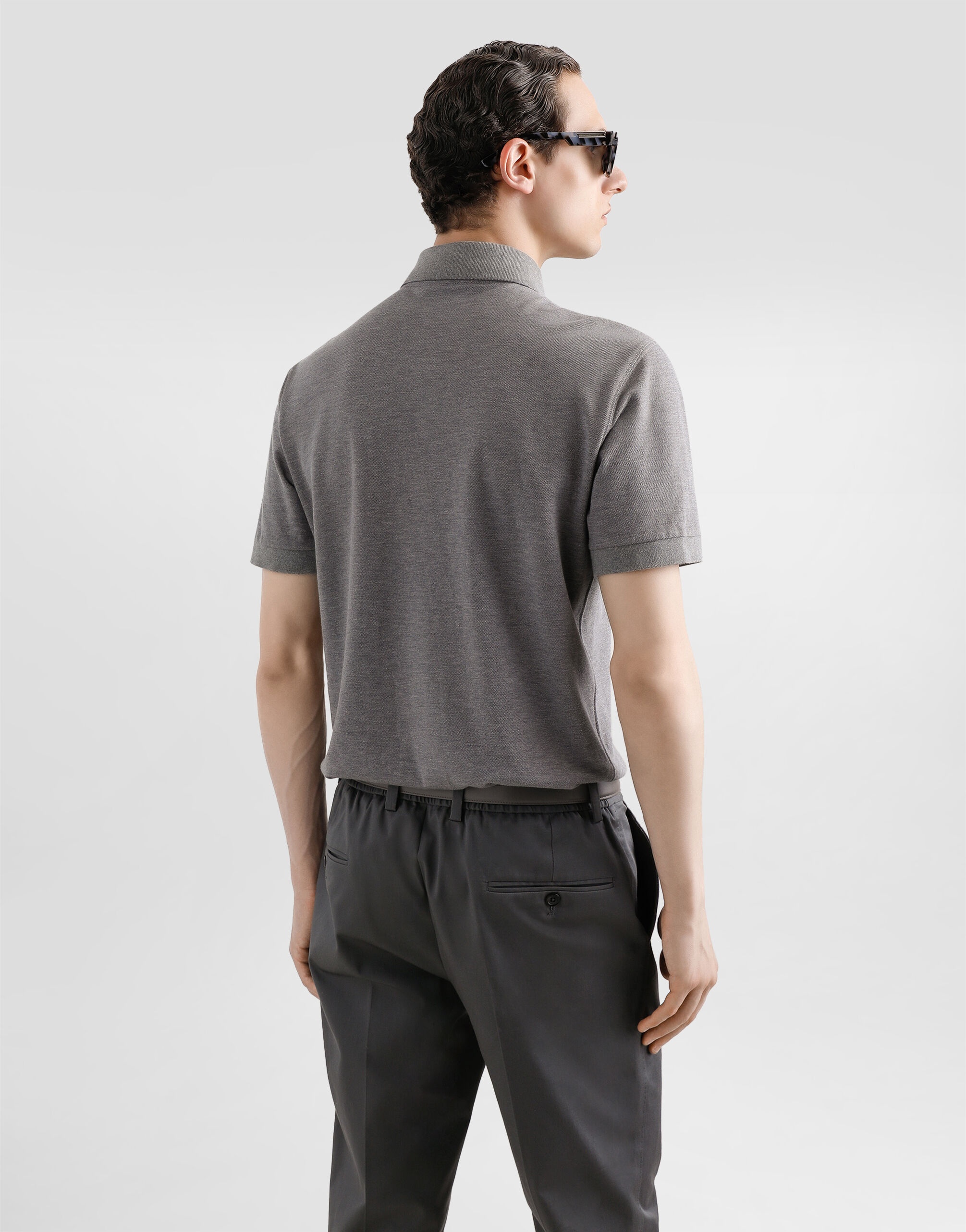 Cotton polo-shirt with branded tag - 5