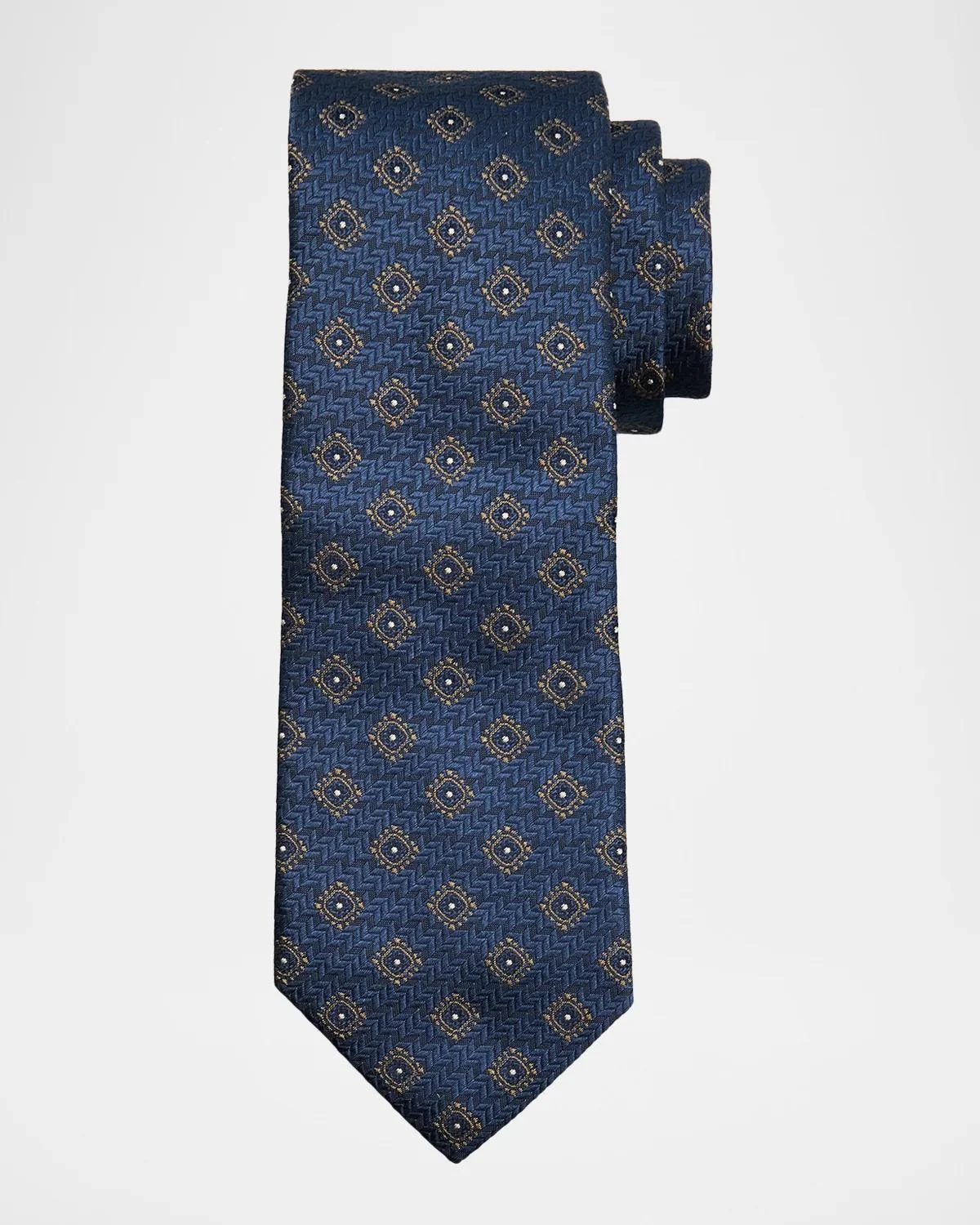 Men's Chevron Medallion Jacquard Silk Tie - 1
