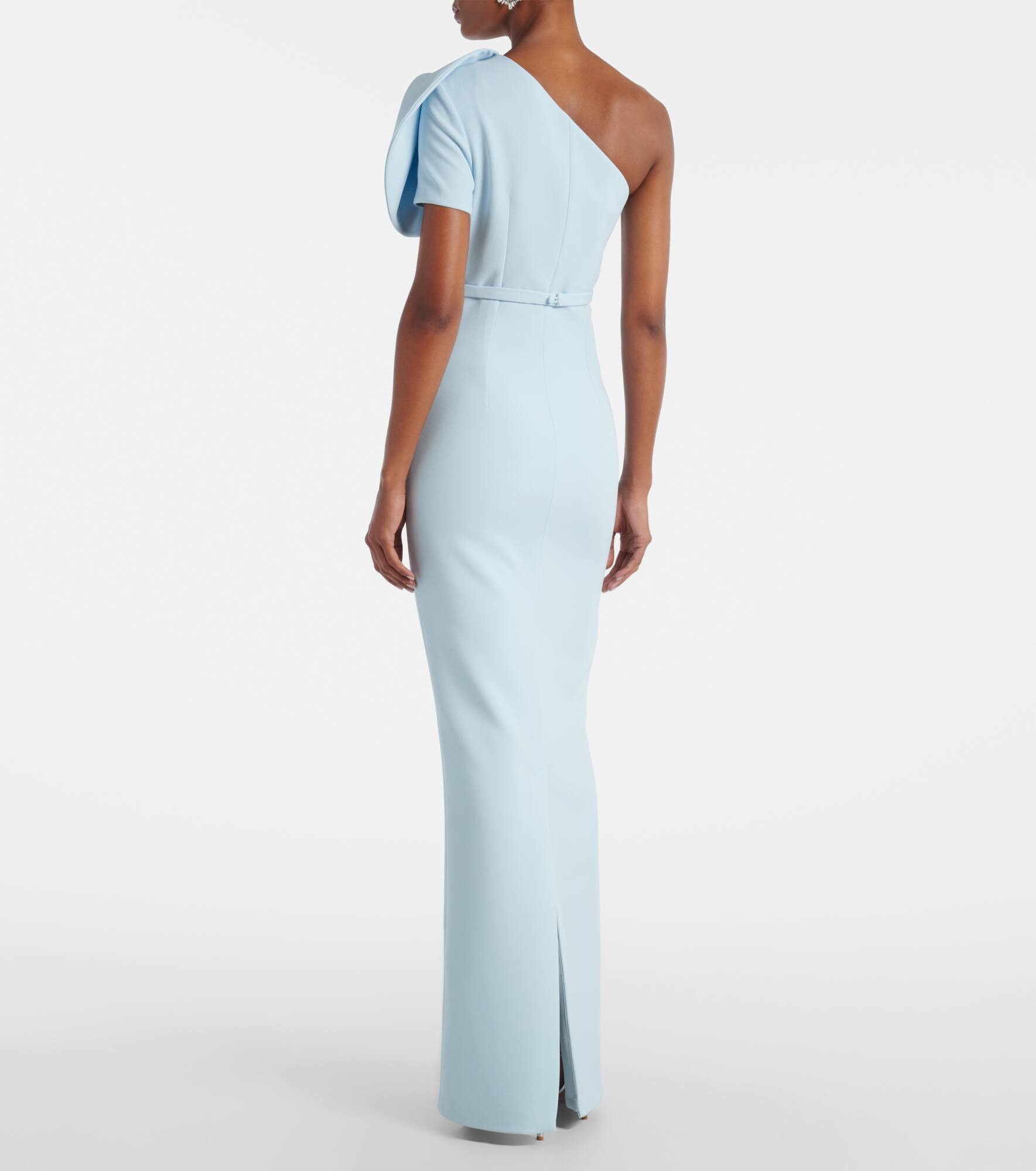 One-shoulder heavy crêpe gown - 3