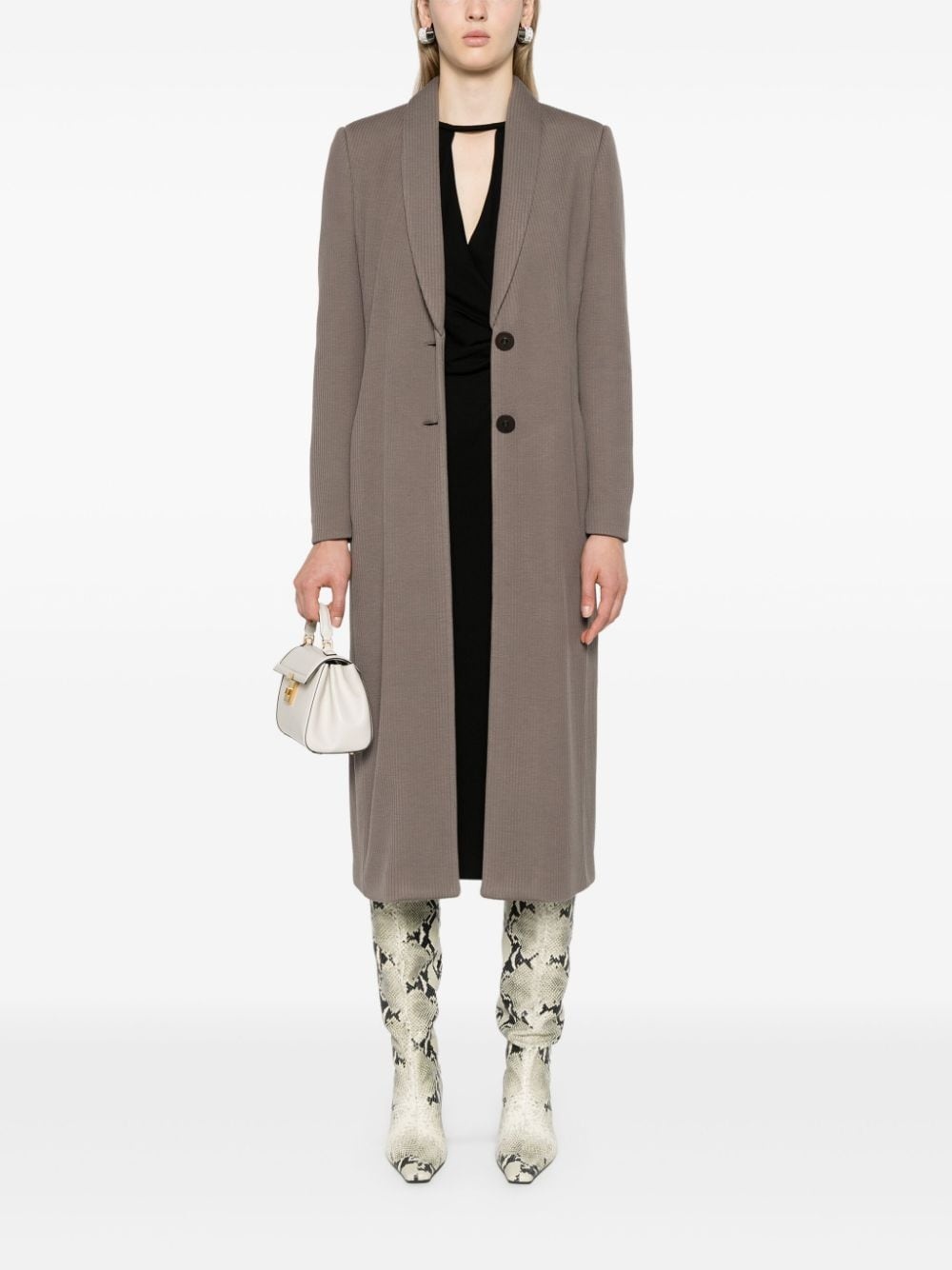 canneté-jersey long coat - 2