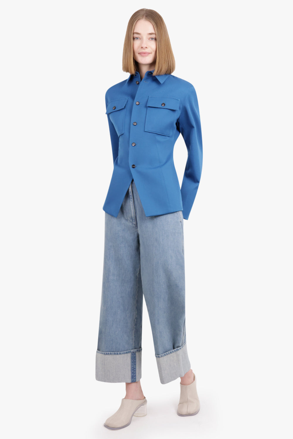 WOOL GARBARDINE SHIRT | PACIFIC - 3