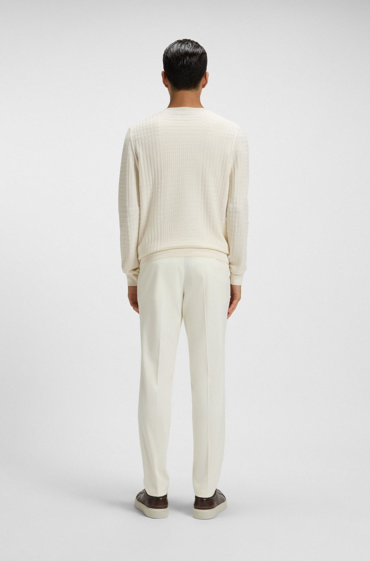 SILK SWEATER WITH PRINCE OF WALES CHECK STRUCTURE - 5
